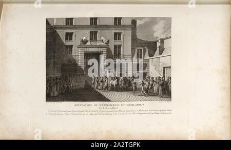 Arrestation de d'Éprémesnil et Goislard, le 6 mai 1788, l'arrestation de Jean-Jacques Duval d'Eprémesnil et Anne-Louis de Monsabert le 6 mai 1788, signé : Dessiné par Veny et Girardet, Gravé par cl., Niquet, fig. 6, p. 20, Veny (dessiné) ; Girardet, Abraham (dessiné) ; Niquet, Claude (désorganisé), Collection complète des tableaux historiques de la Révolution française en trois volumes [...]. Bd. 1. A Paris : chez Auber, Editeur, et seul propriétaire : de l'imprimerie de Pierre Didot l'aîné, an XI de la République M. Francçaise DCCCII Banque D'Images