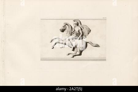 Sur légèrement armés, cheval guerrier légèrement armés de l'armée d'Alexandre le Grand sur un cheval, à l'onglet. XVII, p. 15, après Oberbeck, F. (Zeichn.) ; Amsler, S. (gest.), Hermann Lücke : Einzug Der Alexander des grossen à Babylone : B. von Marmorfries Thorwaldsen : nach Zeichnungen von F. Overbeck dans Kupfer gestochen von S. Amsler. Leipzig : Dürr, 1873 Banque D'Images