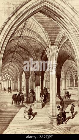 Entrée principale de Strand, entrée de la Royal Courts of Justice à Londres pour Alfred Waterhouse, le plan d'Azur. XXVII, après p. 24, Alfred Waterhouse : description générale de la conception : les tribunaux de la justice de la concurrence. Londres : imprimé par George E. Eyre et William Spottiswoode : Her Majesty's Stationery Office, 1867 Banque D'Images