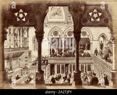 Vue en perspective du Banc de la Reine d'un côté de la Cour du Banc de la Reine, Galerie Cour comme prévu par Alfred Waterhouse, Taf. XXIX, après p. 24, Alfred Waterhouse : description générale de la conception : les tribunaux de la justice de la concurrence. Londres : imprimé par George E. Eyre et William Spottiswoode : Her Majesty's Stationery Office, 1867 Banque D'Images