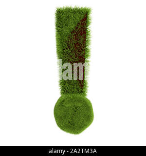 Signe d'exclamation grass isolé sur fond blanc - 3D illustration. Banque D'Images
