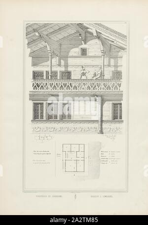 Chambre d'Oberried 2, titre parallèle : Maison à Oberried, illustration de la pièce maîtresse de la façade et du plan de l'habitation à Oberried du 19ème siècle, signé : Graffenried & Stürler del. & Publ., J. F. Wagner l'inct., Berne, la plaque XII., à p. 20, Graffenried, Karl Adolf von (del. et publ.) ; Stürler, Gabriel Ludwig Rudolf (del. et publ.) ; Wagner, J. F. (inct.), Karl Adolf von Graffenried, Gabriel Ludwig Rudolf Stürler : Architecture suisse ou choix de maisons rustiques des alpes du Canton de Berne : Schweizerische Architektur oder Auswahl hölzerner Gebäude aus dem Banque D'Images