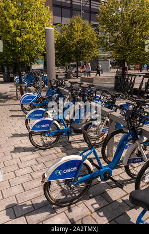 OSLO, Norvège - BOslso City Bike Vélos à louer à OBOS station vélo. Banque D'Images