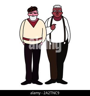 Caricatures de nos grands-pères, grands-parents de conception ancienne personne homme senior et avatar thème adultes Vector illustration Illustration de Vecteur