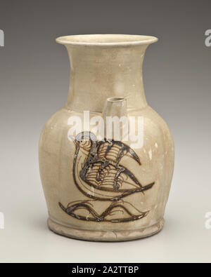 Aiguière en forme de melon avec la conception d'oiseaux, Grès (chnagsha Ware), H : 7-3/8 po., Art asiatique Banque D'Images