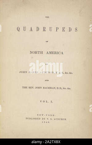 Les quadrupèdes d'Amérique du Nord (volume 1), John James Audubon (1785-1851), Américain, 1849-1854, encre sur papier, volume relié, 10-1/2 x 7-1/2 x 1-5/8 po Banque D'Images