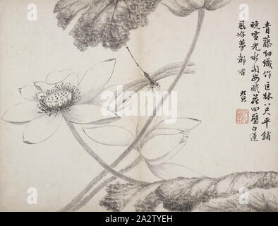 Album de poésie et peinture, Hu Jiusi (Chinois), dynastie des Qing, 1824, l'album (6 feuilles), encre sur papier, 13-1/2 x 10-1/2 in., Art asiatique Banque D'Images