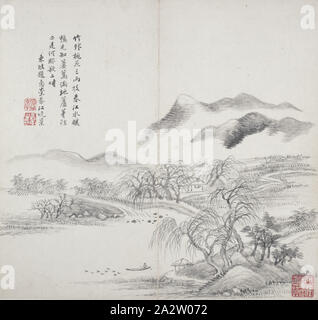 Après l'album d'anciens maîtres et des poèmes, Wang Hui (Chinois, 1632-1717), dynastie des Qing, 1650-1717, l'album (10 feuilles), encre sur papier, 13 x 12-1/4 po., Art asiatique Banque D'Images