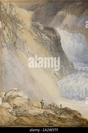 Glacier du Rhône et le Galenstock, de la Furka Pass Road, William Callow (1812-1908), britannique, 1848, aquarelle sur crayon rehaussée de blanc à blanc cassé, 22 x 30-1/8 po., signé et daté : L.L. : W. Callow, 1848, inscrit au crayon, verso, C. : non 4, glacier du Rhône, en Suisse, 1848 Banque D'Images