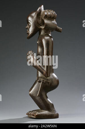 La figure de chef, les Chokwe, fin du xixe - début du xxe siècle, Bois, pigments, 19 x 6 x 6 in., l'Art Africain Banque D'Images