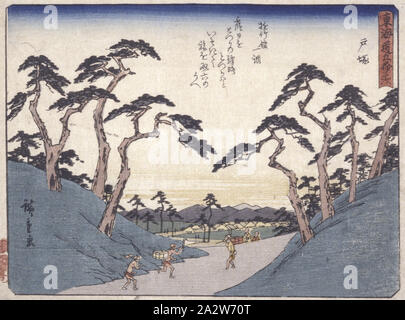 Kyoka Tokaido Série, Totsuka, 歌川広重 Utagawa Hiroshige (1797-1858), japonais, encre sur papier, estampe, 6-3/16 x 8-3/16 in. (Image), Asian Art Banque D'Images