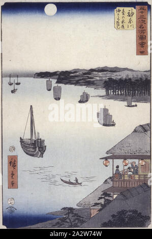 La station 4, Kanagawa, 歌川広重 Utagawa Hiroshige (1797-1858), japonais, encre sur papier, gravure sur bois en couleur, pas de détails sur les mesures, Art Asiatique. Banque D'Images