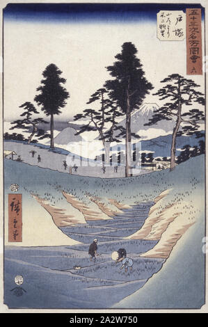 La station 6, Totsuka, 歌川広重 Utagawa Hiroshige (1797-1858), japonais, encre sur papier, gravure sur bois en couleur, pas de détails sur les mesures, Art Asiatique. Banque D'Images