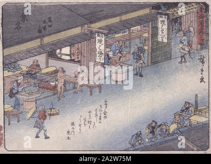 43, Station Kuwana, 歌川広重 Utagawa Hiroshige (1797-1858), japonais, vers 1840, gravure sur bois en couleur, 6-3/16 x 8-3/16 in. (Image), Asian Art Banque D'Images