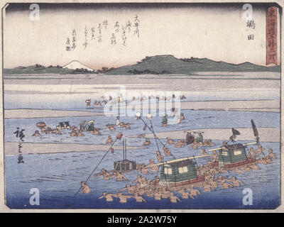 Gare 24, Shimada, Utagawa Hiroshige 歌川広重 (japonais, 1797-1858), vers 1840, gravure sur bois en couleur, 6-3/16 x 8-3/16 in. (Image), Asian Art Banque D'Images