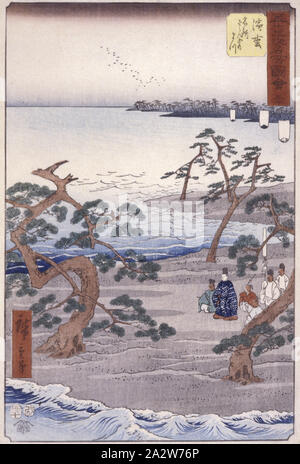 La station 30, Hamamatsu, Utagawa Hiroshige (歌川広重 japonais, 1797-1858), 1855, encre sur papier, gravure sur bois en couleur, pas de détails sur les mesures, Art Asiatique. Banque D'Images