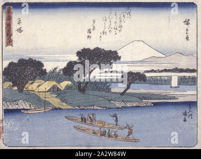 Kyoka Tokaido Série, Hiratsuka, 歌川広重 Utagawa Hiroshige (1797-1858), japonais, encre sur papier, estampe, 6-3/16 x 8-3/16 in. (Image), Asian Art Banque D'Images