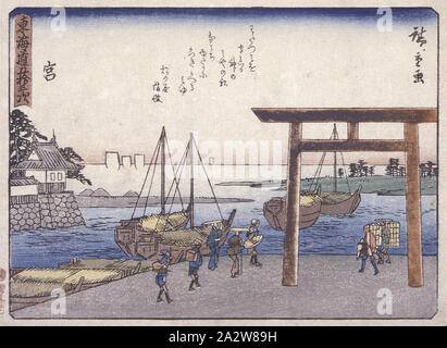 42, Station Miya, 歌川広重 Utagawa Hiroshige (1797-1858), japonais, vers 1840, gravure sur bois en couleur, 6-3/16 x 8-3/16 in. (Image), Asian Art Banque D'Images