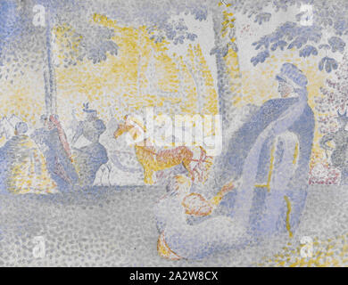 Aux Champs-Élysées (sur les Champs-Élysées), Henri Edmond CROSS (Français, 1856-1910), Auguste Clot, Imprimante (Français, 1858-1936), 1898, lithographie couleur, 8 x 10-1/4 in. (Image), 10-3/8 x 13 in. (Feuille), inscrit au crayon, sous l'image, L.L. : Henri Edmond CROSS, série, Pan Banque D'Images