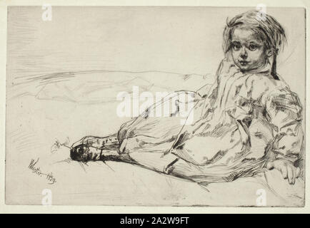 Bibi Valentin, James Abbott McNeill Whistler (Américain, 1834-1903), 1859, encre sur papier, gravure, 6 x 9 in. (Image) 7-3/8 x 10-1/4 in. (Feuille), signé et daté, L.L. : Whistler 1859 Banque D'Images