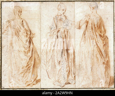 Trois dames, Jean-Baptiste Joseph Pater (Français, 1695-1736), environ 1721, craie rouge et graphite sur papier, 5-3/4 x 7-7/8 po Banque D'Images