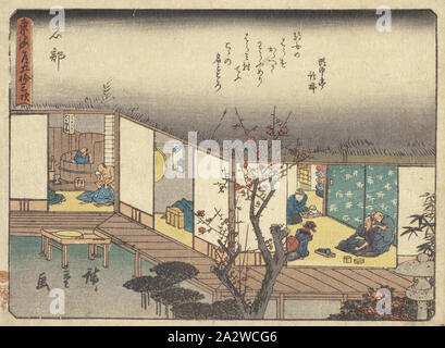 Kyoka Tokaido Série, Ishibe, 歌川広重 Utagawa Hiroshige (1797-1858), japonais, encre sur papier, estampe, 6-3/16 x 8-3/16 in. (Image), Asian Art Banque D'Images