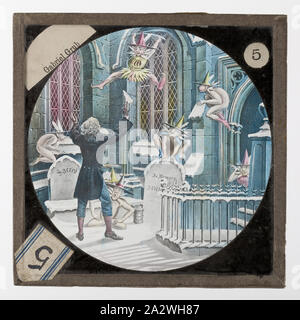 Diapositive - Bamforth & Co., 'Gabriel Grub", fin du xixe siècle, ensemble de dix-sept 'vie' modèle de lanterne magique qui a été utilisé en racontant l'histoire de Gabriel Grub ; ou l'histoire des Gobelins qui a volé un Sexton à l'aide d'un projecteur lanterne magique. Un livret accompagne l'ensemble de diapositives. Ensemble incomplet de diapositives. L'histoire était basée sur un chapitre de Charles Dickens Pickwick Papers, d'abord publié de façon sérialisée entre mars 1836 et octobre Banque D'Images
