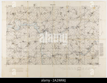 Site - militaire, France, feuille 62c, échelle 1:40 000, Numéro 1, mai 1917, militaire carte de France imprimé en mai 1917, feuille 62c numéro 1, échelle 1:40 000. Il est étiqueté "G.S.G.S. 2743' : la Section géographique de l'état-major général, Corps expéditionnaire britannique. Un détail de cette carte peut être vue sur le site de trace d'identification 040579 ST. Trace d'identification cartes fournissent un moyen de transférer la position de cibles sur des cartes plus détaillées, telles que l'artillerie fiche 62c Banque D'Images