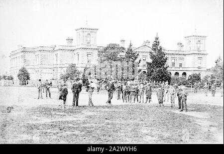 Négatif - Prahran, Victoria, vers 1885, les élèves en face du Wesley College Banque D'Images