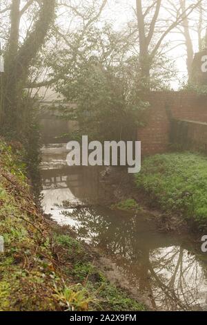 Countess Wear fabrique de papier et de ruines par le Moulin de Leat Winters Day. Exeter, Devon, UK. Banque D'Images