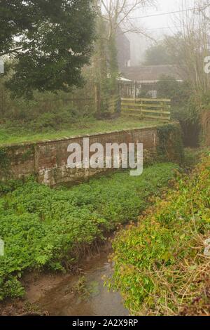 Countess Wear fabrique de papier et de ruines par le Moulin de Leat Winters Day. Exeter, Devon, UK. Banque D'Images