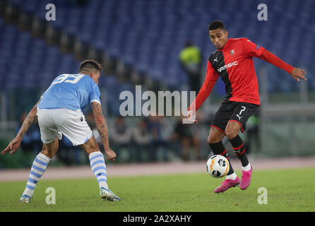 Rome, Italie. 06Th Oct, 2019. Rome, Italie - 03 octobre, 2019 : Raphinha (Rennes) en action au cours de l'UEFA Europa League Groupe e match de foot entre SS Lazio et Rennes, au Stade olympique à Rome le 03 octobre 2019. Agence Photo crédit : indépendante/Alamy Live News Banque D'Images