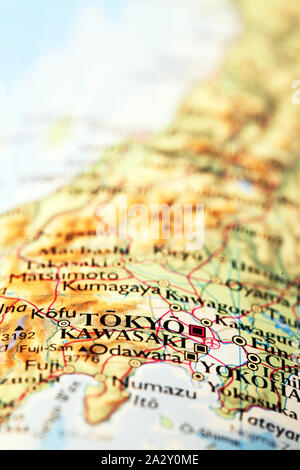 Tokyo Japon, sur la carte du monde atlas Banque D'Images