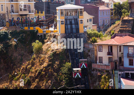 Funiculaire, Valparaiso, Chili Banque D'Images