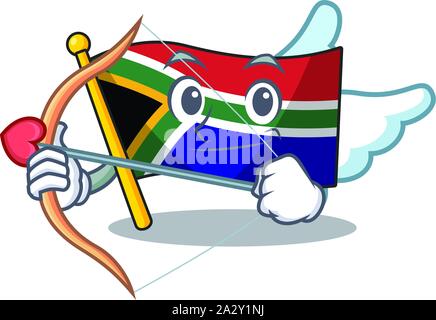 Afrique du Sud drapeau Cupidon sur un personnage Illustration de Vecteur