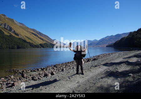 Lacs Mavora. Te Araroa Trail. Mavora Passerelle. L'île du Sud. Nouvelle Zélande Banque D'Images