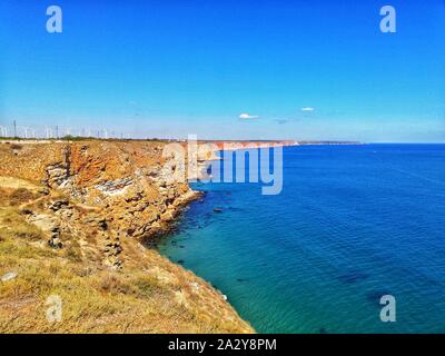 Le cap Kaliakra. Situé dans la partie nord de la côte bulgare de la mer Noire, le cap Kaliakra est une réserve naturelle. Banque D'Images