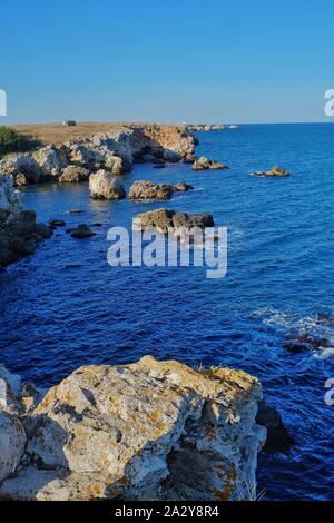 Le cap Kaliakra. Situé dans la partie nord de la côte bulgare de la mer Noire, le cap Kaliakra est une réserve naturelle. Banque D'Images