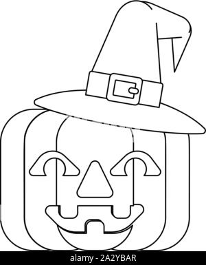 Chapeau de sorcière Halloween citrouille à contours Illustration de Vecteur