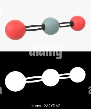 Illustration 3D d'une molécule de dioxyde de silicium avec couche alpha Banque D'Images