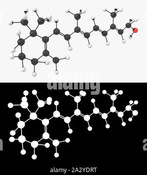 Illustration 3D d'une molécule de vitamine A avec couche alpha Banque D'Images