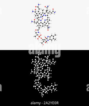 Illustration 3D d'une molécule de vitamine B12 avec couche alpha Banque D'Images