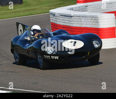 Gary Pearson, Jaguar D-Type Long Nez, Sussex Trophy, Championnat du monde des voitures de sport, voitures de course, sport Production 1955 à 1960, Goodwood Revival 20 Banque D'Images