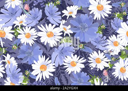 Vector floral art modèle transparent avec marguerites. Illustration de Vecteur