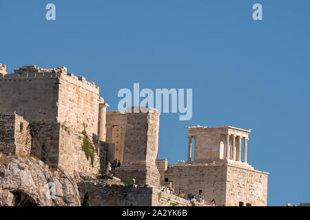 Temple de l'acropole d'Athènes à Athènes vu de l'Agora en Grèce Banque D'Images