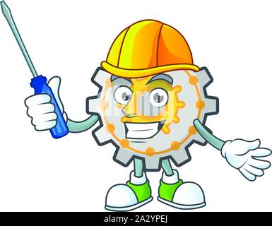 Pignon de roue dans l'automobile cute mascot character Illustration de Vecteur