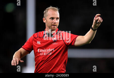 Match arbitre Wayne Barnes pendant la Coupe du Monde de Rugby 2019 Poule B match au stade de Shizuoka, Shizuoka ecopa. Prefecturey Banque D'Images