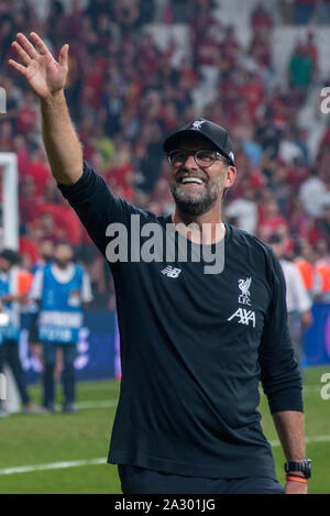 Istanbul, Turquie - le 14 août 2019 : Jurgen Klopp manager de Liverpool à la fin de la Super Coupe de l'UEFA match entre Liverpool et Chelsea à Vodafone Banque D'Images