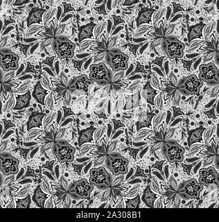 Motif paisley noir et blanc. Vintage style batik en arrière-plan. Beau floral vintage pour votre entreprise Banque D'Images