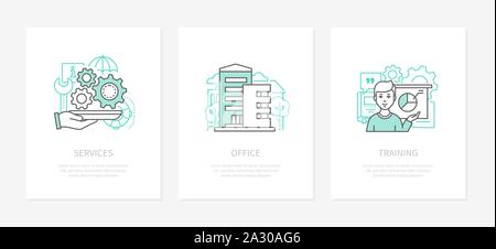 La gestion d'affaires - ligne style design icons set Illustration de Vecteur